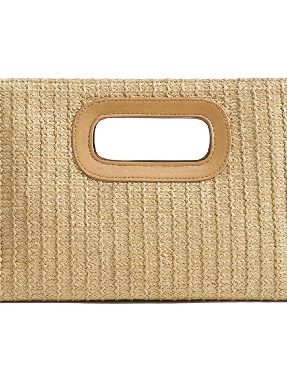 Chic Straw Clutch Purses for Women with Top Handle Summer Bag, Ideal Vacation Ha - Picture 1 of 6